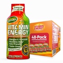 Vitamin Energy Immune+ Ekstra moč Energy Shot Fruit Punch 48 Pack, 260mg Naravni kofein, B-vitamini, Citicoline, Zeleni čaj, Immuniteta in fokus podpora, Nič sladkorja, Gluten-free 1,93 fl oz