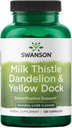 Swanson Milk Thistle, Dandelion & Yellow Dock - Zeliščna jetrna podpora dodatek - Naravni dodatek, ki pomaga ohraniti splošno zdravje in dobro počutje - (120 kapsul) 1 pakiranje