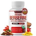 Organski Berberine s Ceylon Cinamon 2175mg - Premium berberin dodatek visoko čistost ekstrakta USDA Organic, podpora imunski sistem, Berberine Plus Complex, Non-GMO Vegan za moške 90 kapsul