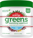 Pristno zdravje Zeleni + ekstra energetika Superfood Powder, Zagotavlja takojšnjo energetsko okrepitev in podpira Gut Health, Vanilla arome, 30 Serving