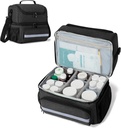CURMIO Medicine shranjevanje vrečka, tablete tablete tablete Organizator z notranjimi deli za zdravila, vitamini, Predpisovanje steklenic, medicinske potrebščine, črna (Patent Design)