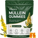Mullein Gummies, Daily Respiratory Health Gummies,1000mg Mullein Leaf zelišče ekstrakt, Pear Flavor, Lung Health & Sinus Relief (30 dnevna dobava)