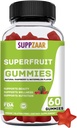 Veganski super sadni vitamini. Superfood Gumies w/vitamin A C E Organic Silica. Supersadje za kolagen formacijo, Beauty & Glow. Na bazi rastlin, brez glutena, brez želatine. 60 CT