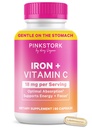 Pink Stork Prenatal Iron Supplement za ženske - 18 mg Nezaščiteno železo in vitamin C za nosečnost, poporodni, in dojenje - Fokus, utrujenost, in proizvodnjo krvnih celic - 2 mesec dobave