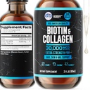 HERBIFY kolagen in Biotin tekoče kapljice - hitrejša absorpcija dodatek za rast las in močnejši nohti - las kože in nohti Vitamini za ženske in moške - B7 dodatek - Made in ZDA
