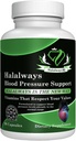 Halalways podpora krvnega tlaka Certified Halal dodatek Seveda BP podpora s česen Bulb prahu, Hawthorn Berry, Green Tea Leaf & Hibiscus Vitamini za zdravo hipertenzijo (BP)