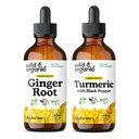 Divja in organska ingver tinktura 4 fl oz & kurkuma tinktura 4 fl oz