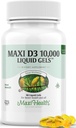 Maxi Health Vitamin D3 10000 i.e. softgels dodatek - čisti VIT D3 za absorpcijo kalcija, imuno zdravje in podporo kosti za odrasle ženske in moške - vitamina D - tekoči D3 10000 i.e. softgels (90)