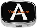 Custom Kvadratne tablete Box z ogledalom Personalizirano Foto Besedilo Logo Ime Travel Majhne tablete Primer 2 Kompartment Prilagojena Portable Metal Medicine Container Vitamin Organizator za žepno torbico (Name)