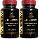 L-LYSINE 500 mg Essential Amino Acid - podpora dodatek za staranje kože čisto lizino dopolnila za zmogljivost, rast mišic in regeneracijo - 2 steklenice 200 števk