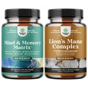 Sveženj naprednih nootropic Brain Support Supplement z spominom in fokus vitamini in Advanced Lion's Mane Gobe Supplement z Reishi, Chaga, Maitake & Shiitake za podporo spomina in fokus