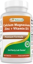Najboljši naravni kalcijev magnezijev cink z vitaminom D3, 300 tabletami – kalcij 1000 mg, magnezij 400 mg, cink 25 mg in D3 600 i.e. na serviranje (3 tablete)