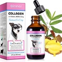 Kolagen za pse, tekoči kolagen za pse, pasji tekoči kolagen kapljice, kolagen z biotinom, MSM in ingver zdravljenje za pse, kožo in plašč dodatek za pse, pasji kolagen 60 ml