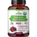 Zazzee USDA Organic Beet Root 8000 mg Jakost 20:1 Izvleček, 120 Veganske kapsule za hitro sproščanje, izvleček črnega popra za izboljšano absorpcijo, podpira proizvodnjo dušikovega oksida, ne-GMO, Izdelano v ZDA