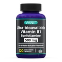 VANI 500MG Benfotiamin z B1, 5X Čas maščobe in vode topen tiamin B1 dodatek – tretja stranka testirana, brez gluten (120 kapsul)
