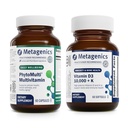 Metagenike Bundle - PhytoMulti & D3 10.000 + K - 60 Kapsule PhytoMulti za moške in ženske - 60 Mehkužci D3 10.000 + K za imuno podporo, zdravje kosti in zdravje srca