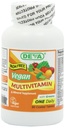 DEVA Vegan brez železa Multivitaminski in mineralni dodatek, zelena živilska mešanica, Spirulina, Klorella, Ashwagandha, Broccoli, 90 Obložene tablete