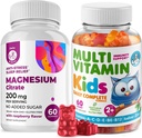 Otroci Multivitaminski žvečilni gumiji 14 Esencialni vitamini in magnezijevi gumiji Sugar-free - Dnevni dodatek Vitamin A,C,D,E vegetarijanski B6&B12,Zinc,Biotin s sladkorjem brez magnezija mirni žveči za otroke in odrasle