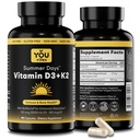 Vitamin D3 + K2 - Max Absorpcija, 5000 i.e. D3 & 100 mcg K2 MK-7 (Menakinon-7) z BioPerinom - podporo kosti, srca in imunskega sistema - brez glutena, brez soje - 90 kapsul - dnevni dodatek