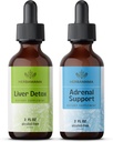 HERBAMAMA Zeliščne tekoče kapljice komplet - paket za razstrupljanje jeter kompleks 4 fl oz & adrenal podpora kapljice 2 fl oz - Vegan, Non-GMO, Sugar & Alkohol-free - 2 paket