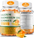 (2 pakiranji) Kalcijev magnezijev cink Gumiji z vitaminom D3 & K2 - brez sladkorja kalcijevi gumiji za ženske in moške - podpora kosti in imunskega sistema - ne-GMO, brez glutena, oranžna - 120 Count