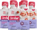 SlimFast Advanced Nutrition Meal zamenjava beljakovin Shake - pripravljen za pitje, roza, jagode in smetana, 4 steklenice (Pack of 3)