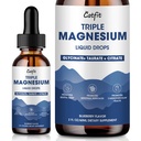 Magnezij Glycinate Tekoče kapljice s Taurat & Citrat, Magnezij dopolnilo za spanje, pomiritev in sprostitev, s kalijem & Omega-3, visoka absorpcijska formula, borovničeva aroma, 2 Fl Oz
