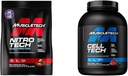 MuscleTech Whey Protein Powder Nitro-Tech Whey Protein Isolate & Peptide & nohidrat V prahu Cell-Tech Kreatin Prašek
