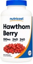 Nutricost Hawthorn Berry kapsule 550 mg, 240 kapsule, vegetarijansko prijazno, brez GMO in glutena