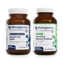 Metagenike - D3 5000 & UltraFlora Balance - 120 Softgels of D3 5000 za imuno podporo, zdravje kosti in srce - 120 Kapsule UltraFlora Balance za digestivno zdravje