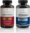 VITASEI Jetrno čiščenje Detox in popravila, Jetrno kompleksne kapsule za ženske in moške (60 kapsul) + Obnovitveni odmerek Testronix za moške (60 kapsul)