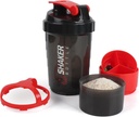 Shaker steklenica,16oz Protein Shaker steklenice z mešalno kroglico, 3 v 1 Puh-proof GYM Shake Cup s praškom shranjevanje in tablete pladenj, idealen za vadbe,BPA brezplačno (rdeče)