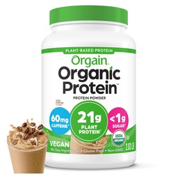 Orgain Organic Vegan Protein Powder, Ledena kava - 21g Rastlinske beljakovine, 60mg kofeina, Nizko neto Carb, Brez laktoze Sestavine, Brez dodanega sladkorja, Ne-GMO, za pretrese in napitki, 2.03 lb