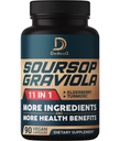 Soursop Graviola Kapsule - 3 mesece dobava - 9450mg na strežbo - 11 Zelišč Bezgove jagode, Kurkumin, Koren ingverja, Mlečni osat - Mood, Mind, Telesna in Imunska podpora - 90 Veganskih kapsul
