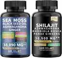 Sea Moss in shilajit Sea Moss Black Seed Oil Ashwagandha Ginger&shilajit rhodiola rosea panax Ginseng (120 grof)