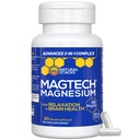Magnezij Magtein L-treonat, Glicinat & Taurat – 200mg kelirani magnezijev kompleks – MagTech Magnezij dodatek za sprostitev in zdravje možganov – 90 kapsul