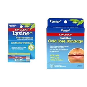Quantum Health Lip Clear Lysine+ Cold Sore Treatment Mazilo, Prozorno, 0.25 Ounce, Lip Clear Col Sore Bandage 