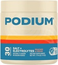 Podium Nutrition Training Salt + Elektrolites Powder, Breskve & Cream, Post Wordout Hidracija in Muscle Recovery Podpora, Elektrolitsko pijačo, Magnezij, Kalij, Kalcij in natrijeve soli, 30 Serving