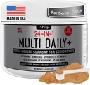 iHeartDogs 24-v-1 starejši multivitaminski dnevni+ skupna zdravstvena podpora prašek s probiotiki, Omega-3, glukozamin, gobe in kost Broth- 60 Servinges