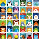 Hebayyy 36 Par živali ujemanje igre Cartoon Flash kartice izbrisati(72 PCs, vsak ukrep 2” X 2)