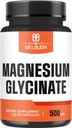 Magnezij Glycinate dodatek z 20% Prečiščeno - 500mg za zdravje možganov, zdravje kosti, proizvodnja energije, Udobno Mood & mišice - 90 Kapsule - Zagotavlja 100mg elementarni magnezij