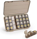 Organizator tablet 4 krat na dan, 7 dan tablete Box 4 krat na dan - Acedada Weekly Medicine Box Organizer z ločenim primeru, Prenosni dnevno tablet vsebnik Dispenser za vitamine ribje olje dopolnila, Brown