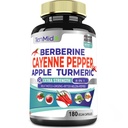 Cayenne Pepper Supplements Extract kapsule, 180 Kapsule & Berberine, Apple, Kurkumin, Bitter Melon, Ginseng, Mlečni Thistle 