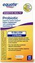 Equate Probiotic Supplement Digestive System Support - Splošna digestivna zdravstvena podpora - Zmanjša zaprtje, driska, plin in napenjanje - Zakasnjena sprostitev kapsule, 50 Število