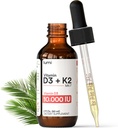 lumi vitamin D3 K2 MK7 w Palm MCT olje - 10000 i.e. D3, 200 μg K2 MK7-60ml liposomska absorpcija Podjezične tekoče kapljice - ne-GMO, Vegan, nearomatizirana tekoča - Mesečna oskrba - 2 Fl Oz
