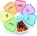 Quacc Cute Weekly tablete Organizator potovanja 7 Day Prenosne okrogle cvetlične tablete Case Box Tablete Kontejner Medcine Imetnik za velike vitamina ribje olje tablete zdravilo shranjevanje - Mavrica