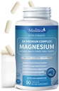 Magnezij kompleks kelirani magnezijev glicinat w/malat, taurat in zeliščni ekstrakti za podporo spanja, mišice, kortizol in zdravje srca, gluten prost, vegan, ne gensko spremenjeni organizmi, visoka absorpcija, 90 kapsul