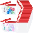 24 Koščki vrečke vrečke Zippered Set za večkratno uporabo Prosojna medicina Organizator Tealing Travel Plastične vrečke s slide ključavnico za shranjevanje (rdeče)
