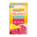 Emergen-C Zero Sugar 1000 mg Vitamin C Powder za dnevno imuno podporo Kofein Brez vitamina C Dodatki z cinkom in manganom, B Vitamini in elektroliti, Raspberry Limonade aroma - 36 Count