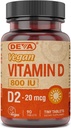DEVA Vegan Vitamin D2 800 i.e., dodatek ergokalciferola brez živalskih sestavin, 90 tablet, 1-pak